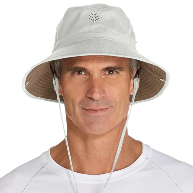 Coolibar Chase Featherweight Bucket Hat- Stone/Khaki, Men's Coolibar Chase Featherweight Bucket Hat- Stone/Khaki, Men's